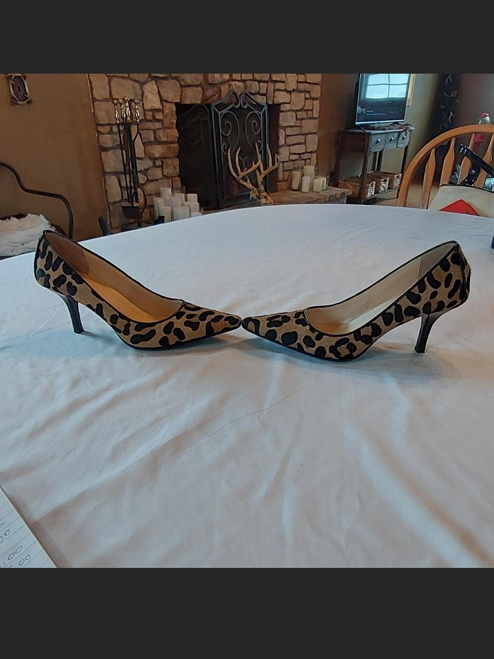Calvin Klein Dolly Leopard Calf Hair Pointed Toe Pumps E3707 Sz 6.5 - Picture 4 of 7
